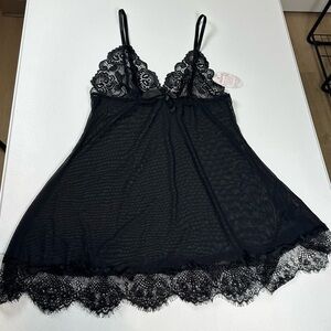 RSLOVE Babydoll Lingerie Lace Black Chemise Sexy Nightgown Sleepwear Dress Large
